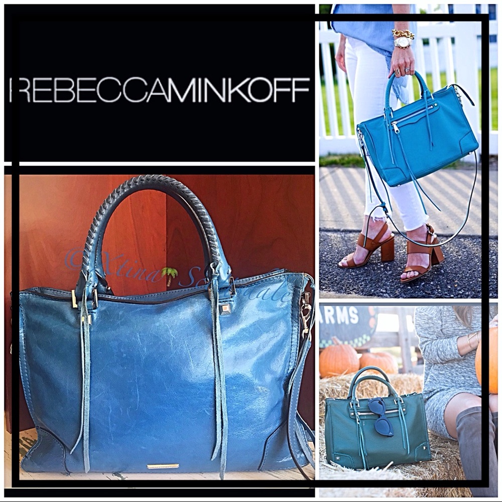 REBECCA MINKOFF ‘Regan’ Large Blue Leather Satchel